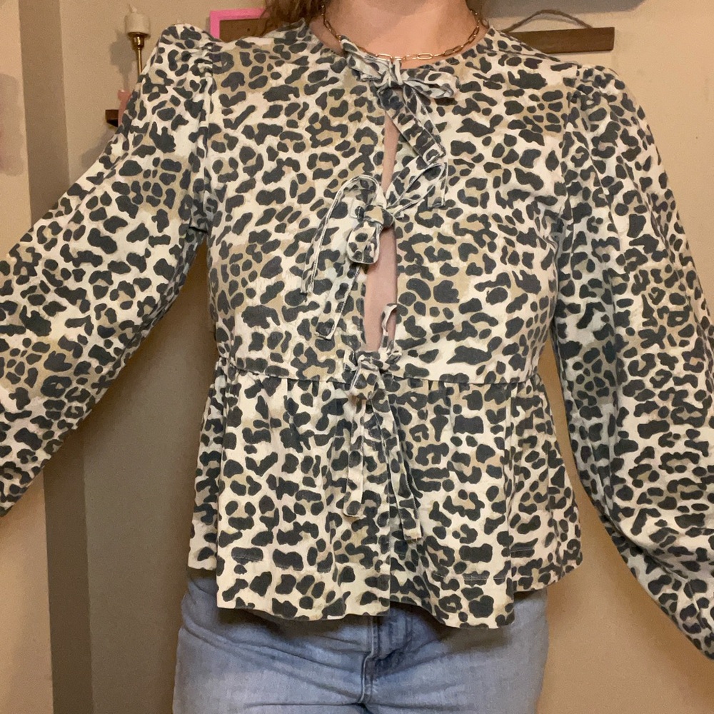 Bohme Leopard Print Tie Blouse